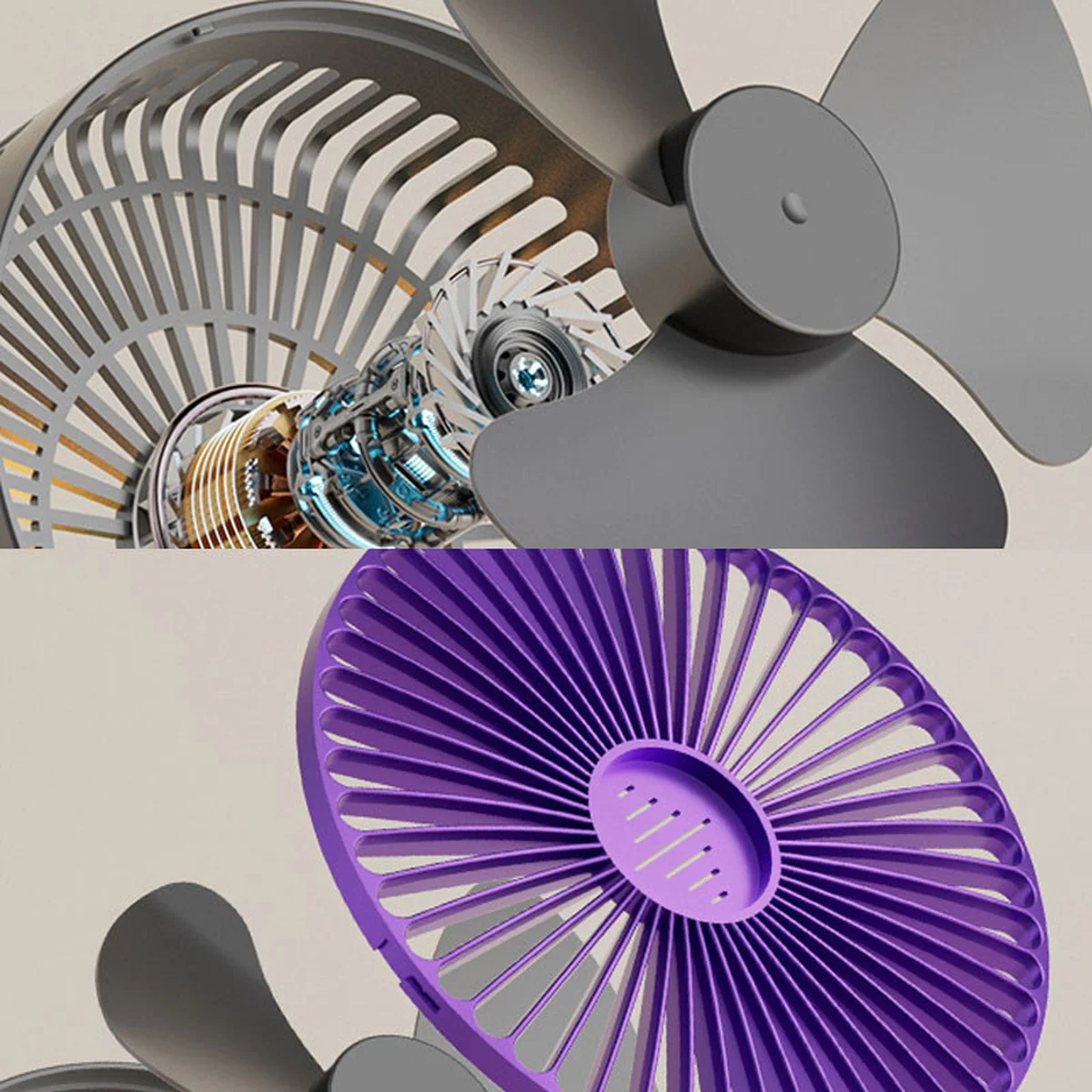 Портативный вентилятор Folding Light Fan 3in1 5000mAh Grey