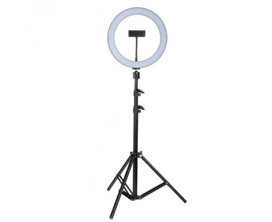 Кольцевая LED лампа 26 см 3120-SA + штатив с зажимом для телефона Черный