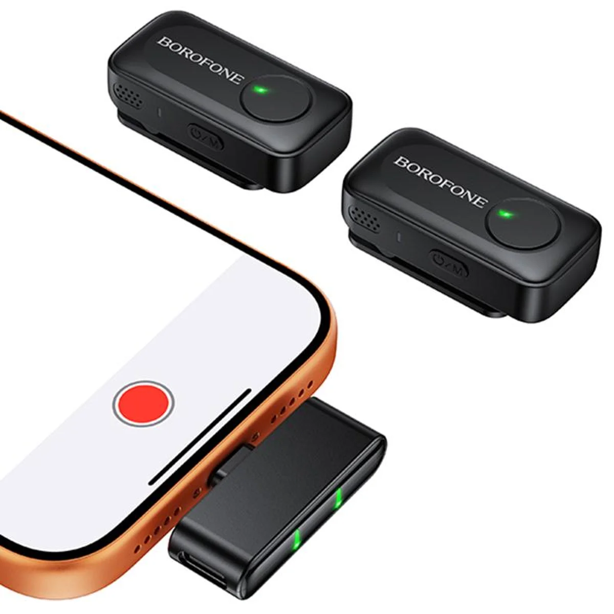 Петличный беспроводной микрофон Borofone BFK17 Lemai dual-mic Type-C Black