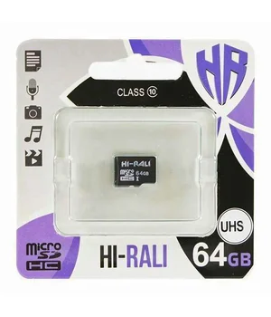 Карта пам'яті Hi-Rali microSDXC (UHS-1) 64 GB Card Class 10 без адаптера Чорний