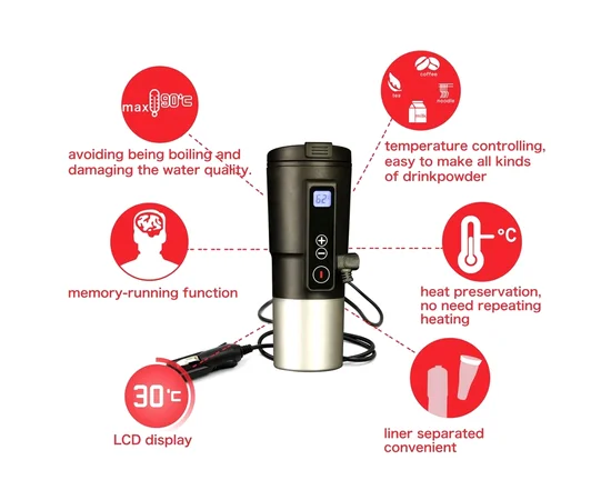 Автомобильная смарт-термокружка RedSalmon с подогревом и контролем температуры 420 мл Черный