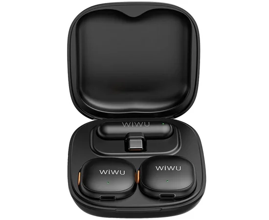 Петличный беспроводной микрофон WiWU Wi-WM006 AI Adaptive Noise Reduction Type-C Black
