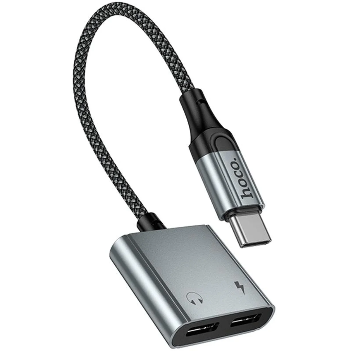 Переходник Hoco UPA34A Type-C to Type-C*2 Metal gray