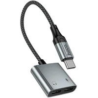 Переходник Hoco UPA34A Type-C to Type-C*2 Metal gray