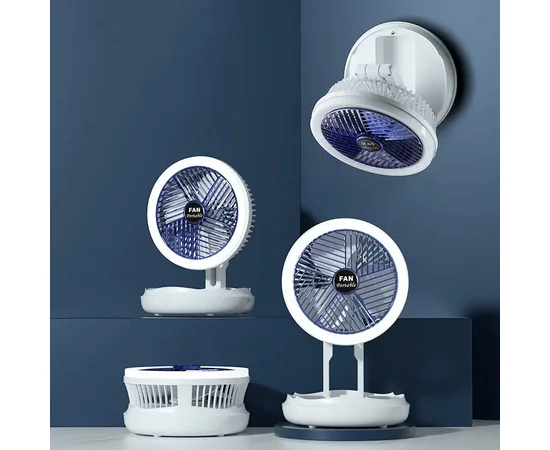 Настільний складаний вентилятор Folding Fan 2in1 with Night Light White