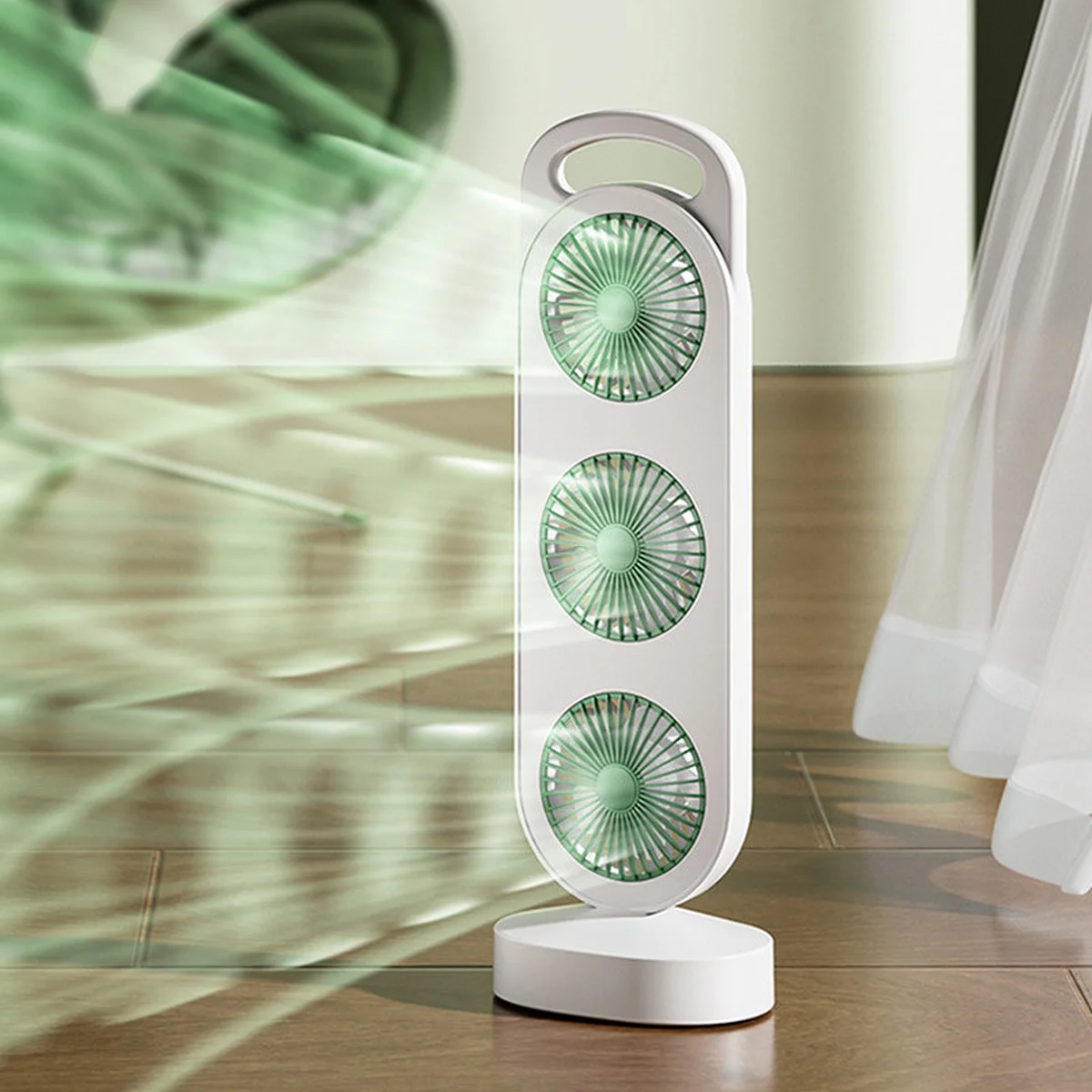 Настільний вентилятор Three Head Fan 1200 mAh Green