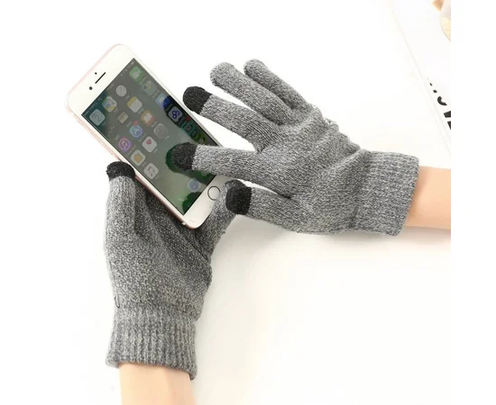 Перчатки сенсорные Warm caress (нескользящие) Светло-серый