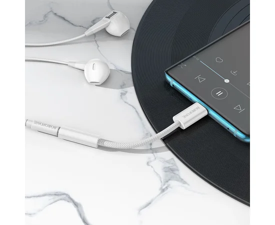 Переходник Borofone BV15 3.5mm to Type-C Серебряный