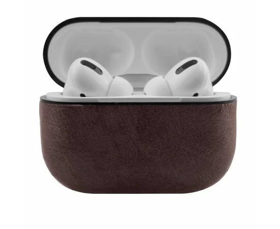 Кожаный футляр Leather series для наушников AirPods Pro Коричневый