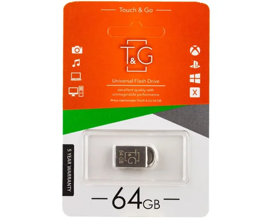 Флеш-драйв USB Flash Drive T&G 107 Metal Series 64GB Серебряный