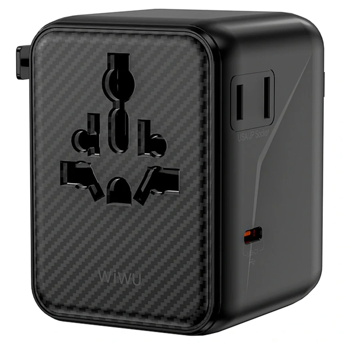 Сетевой универсальный переходник WIWU UA010 Warrior GaN 45W + 2USB-A/3C Black