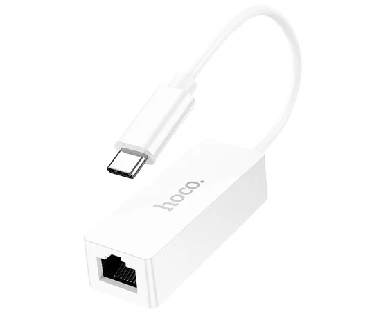 Переходник Hoco UA22 Acquire Type-C ethernet adapter (100 Mbps) White
