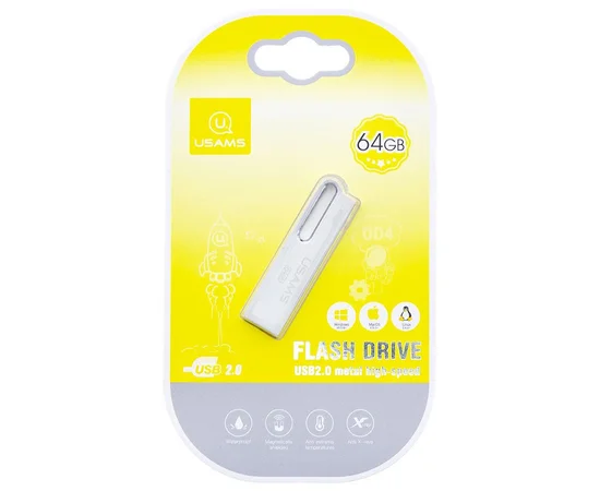 Флеш накопитель USAMS US-ZB099 64Gb Aluminum Alloy USB High Speed Flash Серебряный