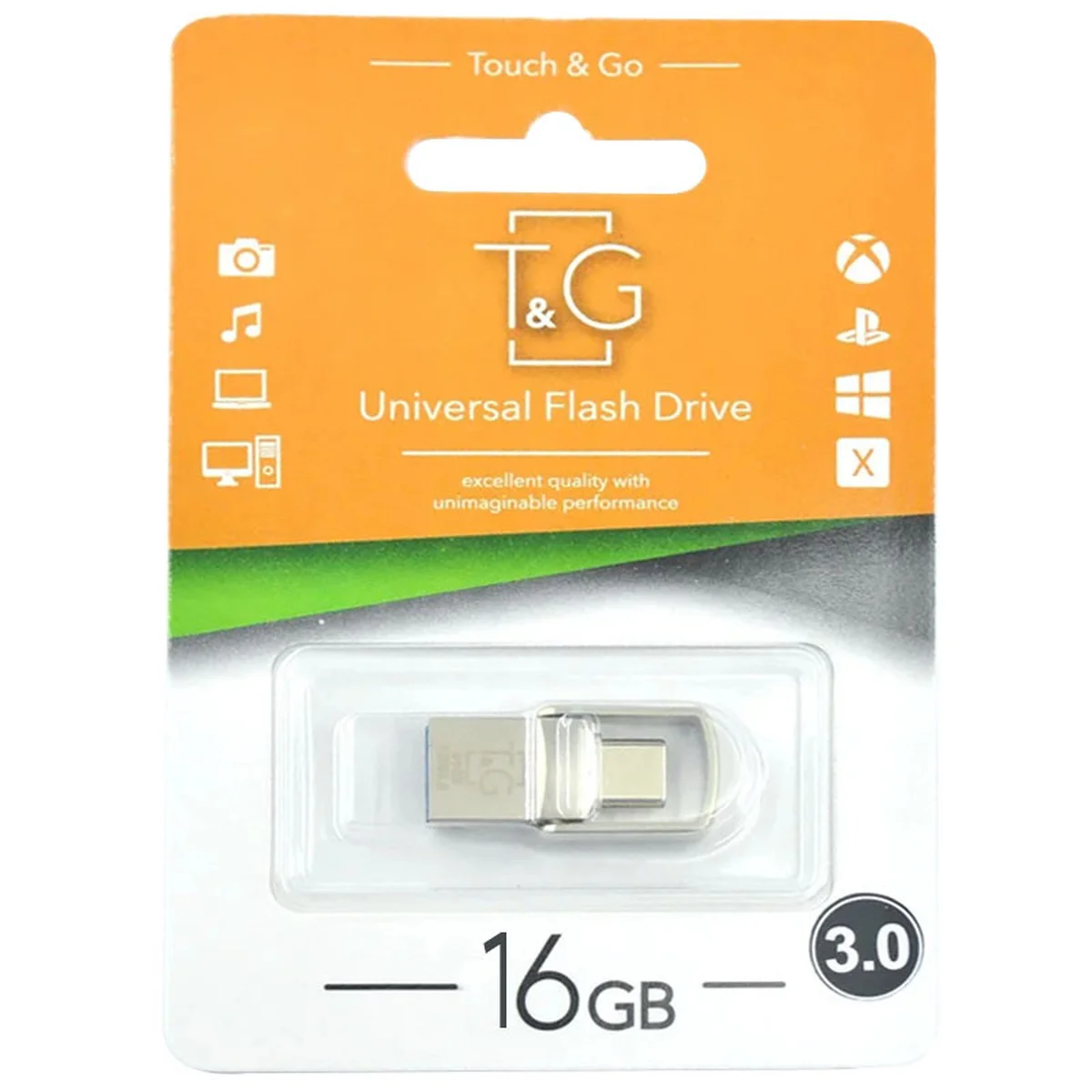 Флеш-драйв T&G 104 Metal series USB 3.0 - Type-C, 16GB Серебряный