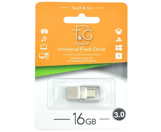 Флеш-драйв T&G 104 Metal series USB 3.0 - Type-C, 16GB Серебряный