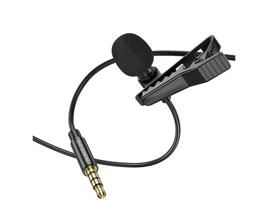 Микрофон петличный Borofone BFK11 Elegant lavalier 3.5mm (2m) Black