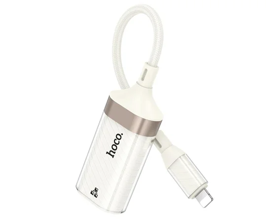 Переходник Hoco UA41A Crystal Lightning to RJ45 100 Mbs (0.15m) Apricot