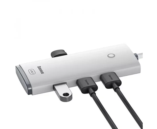 Переходник HUB Baseus Lite Series 4in1 (USB-A to USB3.0*4) (0.25m) (WKQX03) White