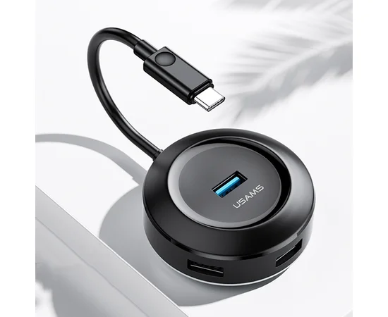Адаптер USAMS US-SJ415 4 USB HUB Smart Adapter Type-C 3.0 Черный