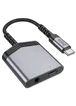 Перехідник Hoco LS39 Type-C to Type-C + 3.5mm Metal gray