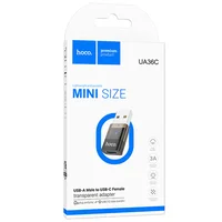 Переходник Hoco UA36C USB male to Type-C female USB2.0 Black