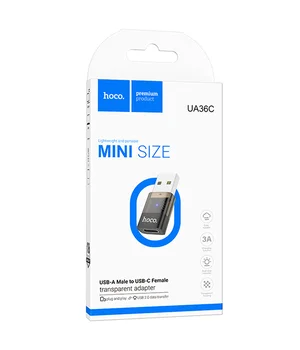 Переходник Hoco UA36C USB male to Type-C female USB2.0 Black
