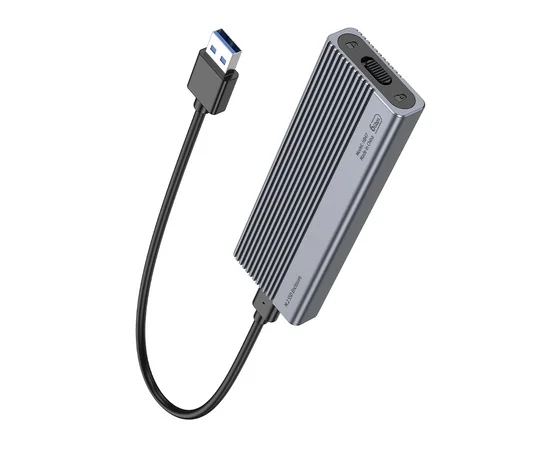 Внешний карман для M.2 SSD Hoco HB47 Enclosure (USB3.1/6Gbps) Metal gray