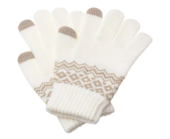 Перчатки сенсорные SHOU с узором Белый