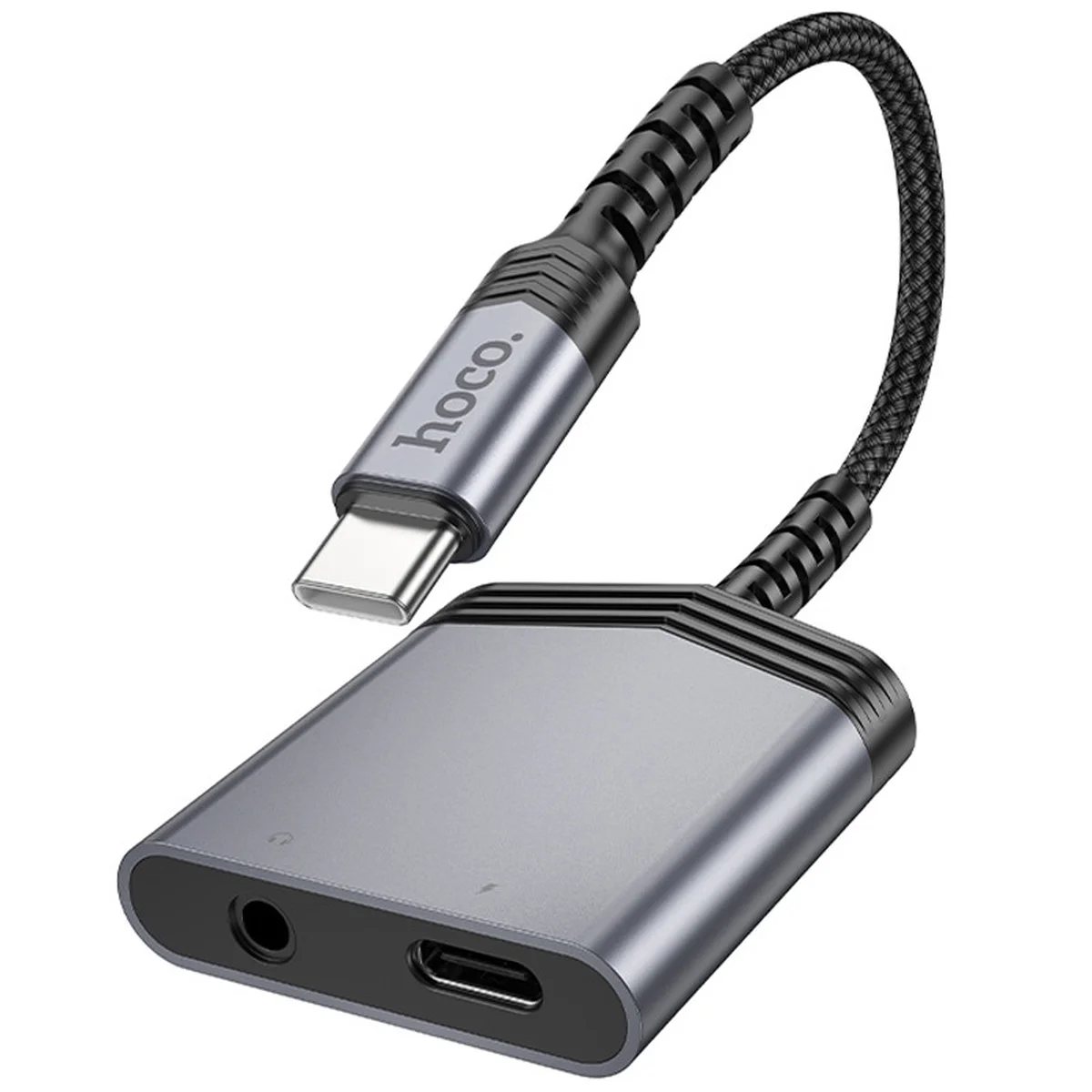 Перехідник Hoco LS39 Type-C to Type-C + 3.5mm Metal gray