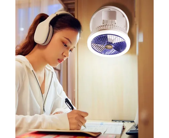 Настільний складаний вентилятор Folding Fan 2in1 with Night Light White