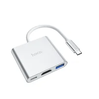 Переходник HUB Hoco HB14 Type-C to USB3.0+HDMI+PD Стальной