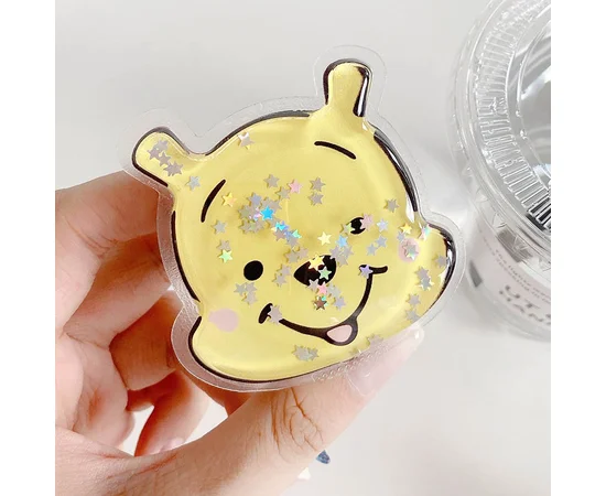 Держатель для телефона круглый (liquid shine) Винни Пух / Желтый