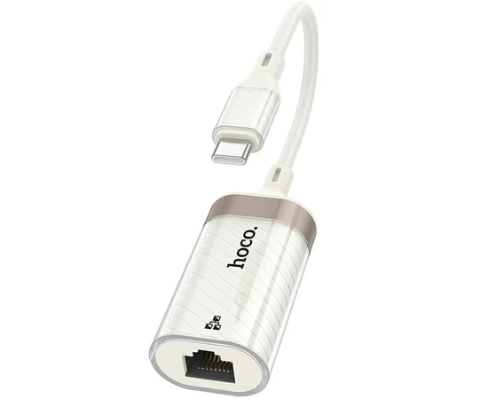 Переходник Hoco UA41B Crystal Type-C to RJ45 100 Mbs (0.15m) Apricot