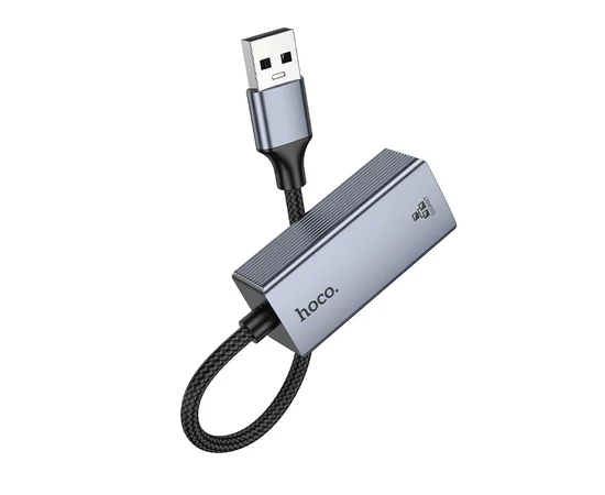 Интернет адаптер Hoco UA37 1000 Mbps (USB to RJ45) Metal gray