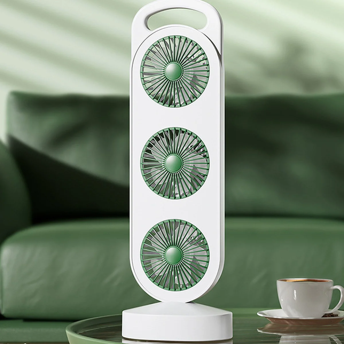 Настільний вентилятор Three Head Fan 1200 mAh Green