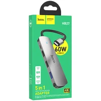 Переходник HUB Hoco HB27 10-Port (Type-C to HDTV+USB3.0+PD+2xUSB2.0) Metal gray