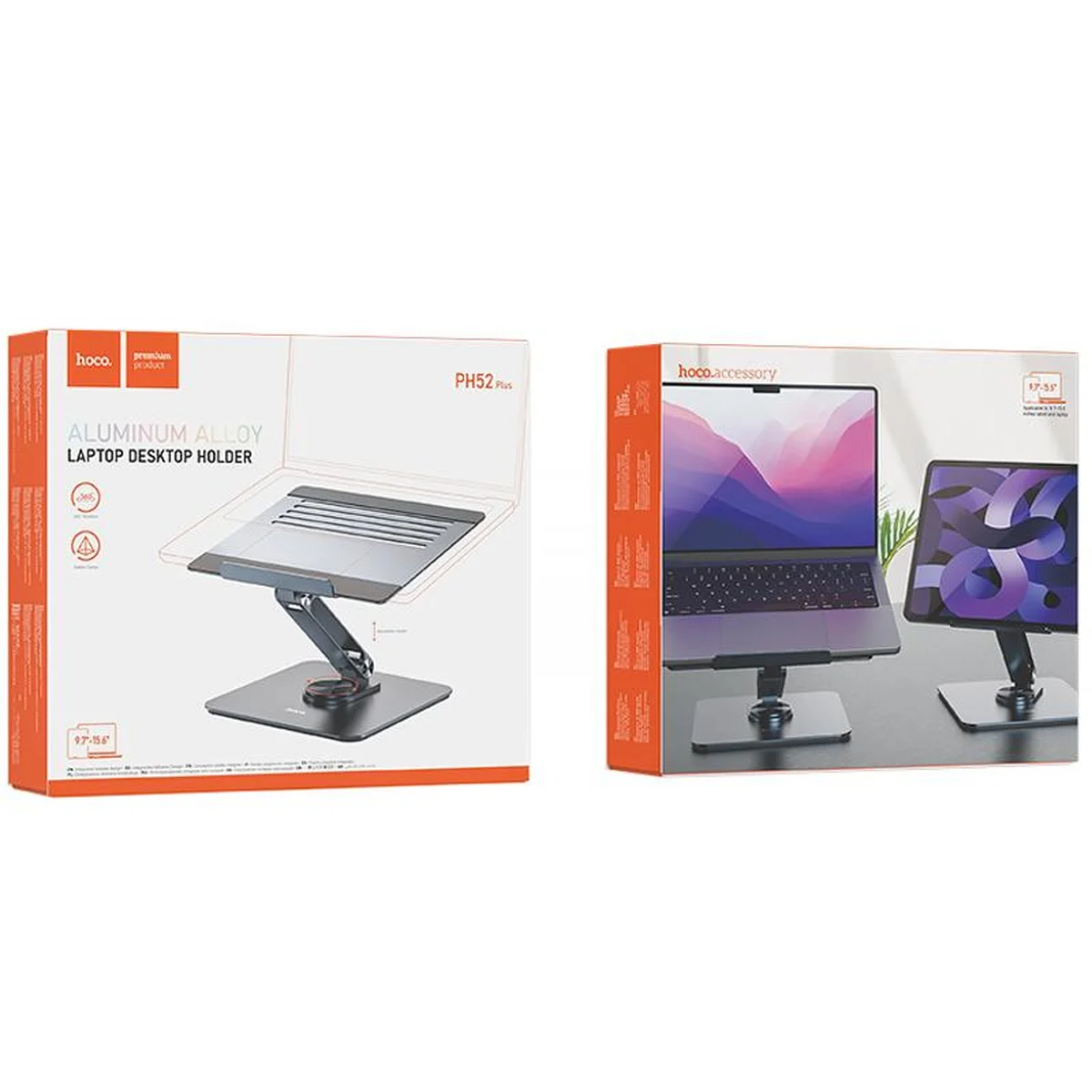 Подставка настольная Hoco PH52 Plus Might metal rotating Metal gray