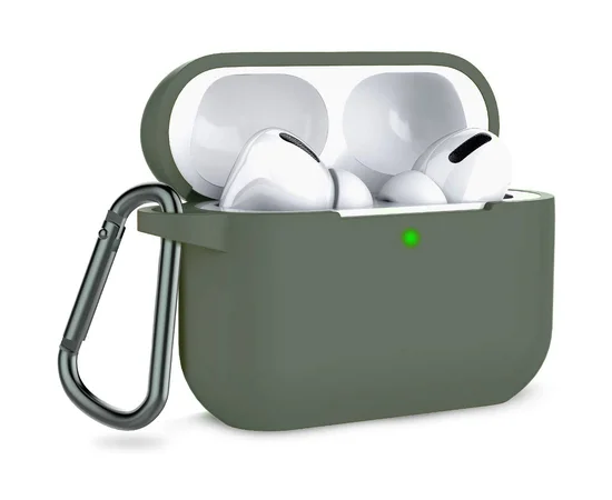 Силиконовый футляр с карабином для наушников AirPods Pro Оливковый / Olive