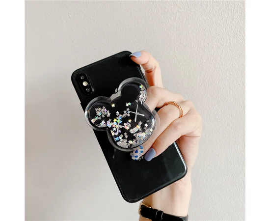 Держатель для телефона круглый (liquid shine) Kaws / Черный