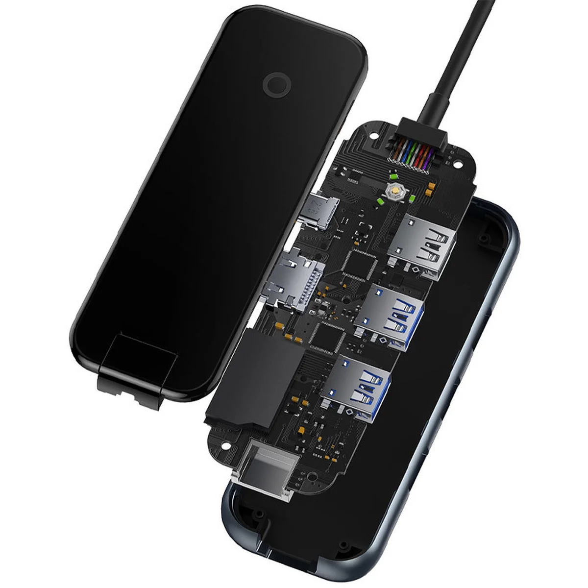 Переходник Baseus Hub AcmeJoy 7-Port Type-C (HDMI*1+USB3.0*2+USB2.0*1+Type-C PD&Data*1+SD/TF) (WKJZ) Dark Gray