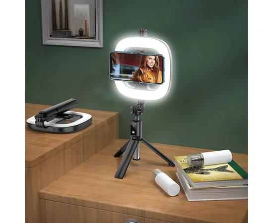 Кольцевая лампа с держателем Hoco LV03 Plus Черный