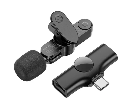 Петличный беспроводной микрофон Borofone BFK12 Trophy lavalier Lightning/Type-C Black