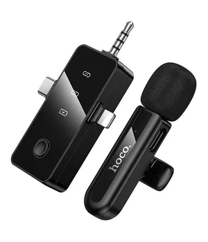 Петличный беспроводной микрофон Hoco L20B Fair 3in1 (Lightning/Type-C/3.5) Black Петличный беспроводной микрофон Hoco L20B Fair 3in1 (Lightning/Type-C/3.5) Black