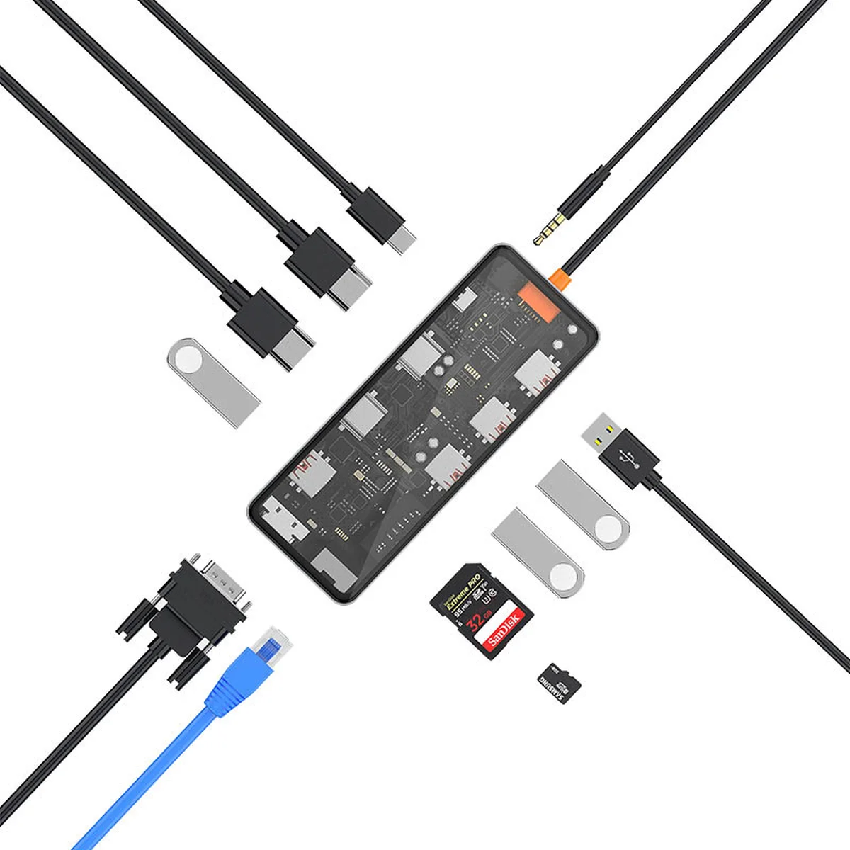 Переходник HUB WIWU Cyber hub CB012 12 in 1 Grey