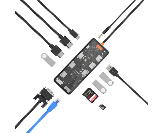 Перехідник HUB WIWU Cyber hub CB012 12 in 1 Grey