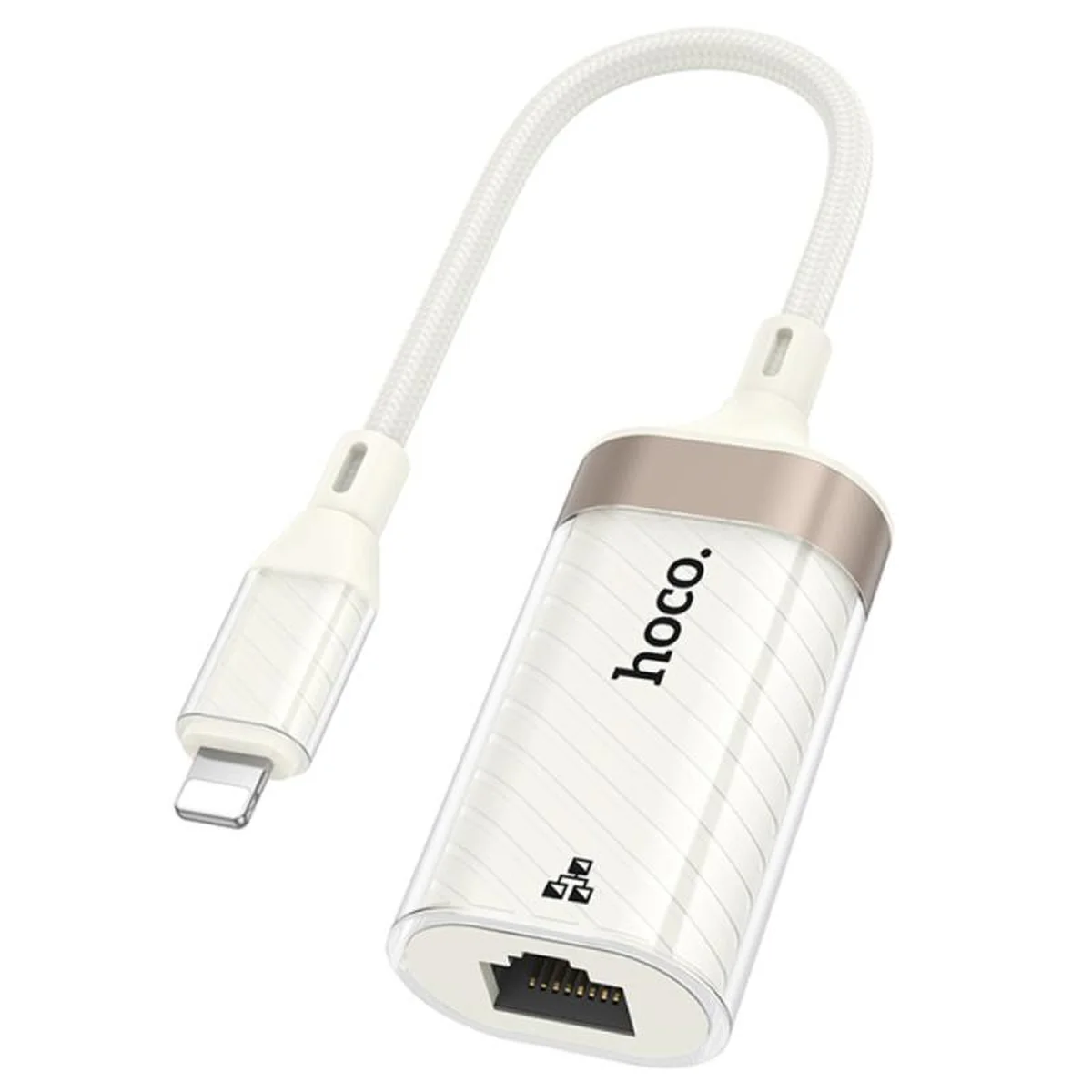 Переходник Hoco UA41A Crystal Lightning to RJ45 100 Mbs (0.15m) Apricot