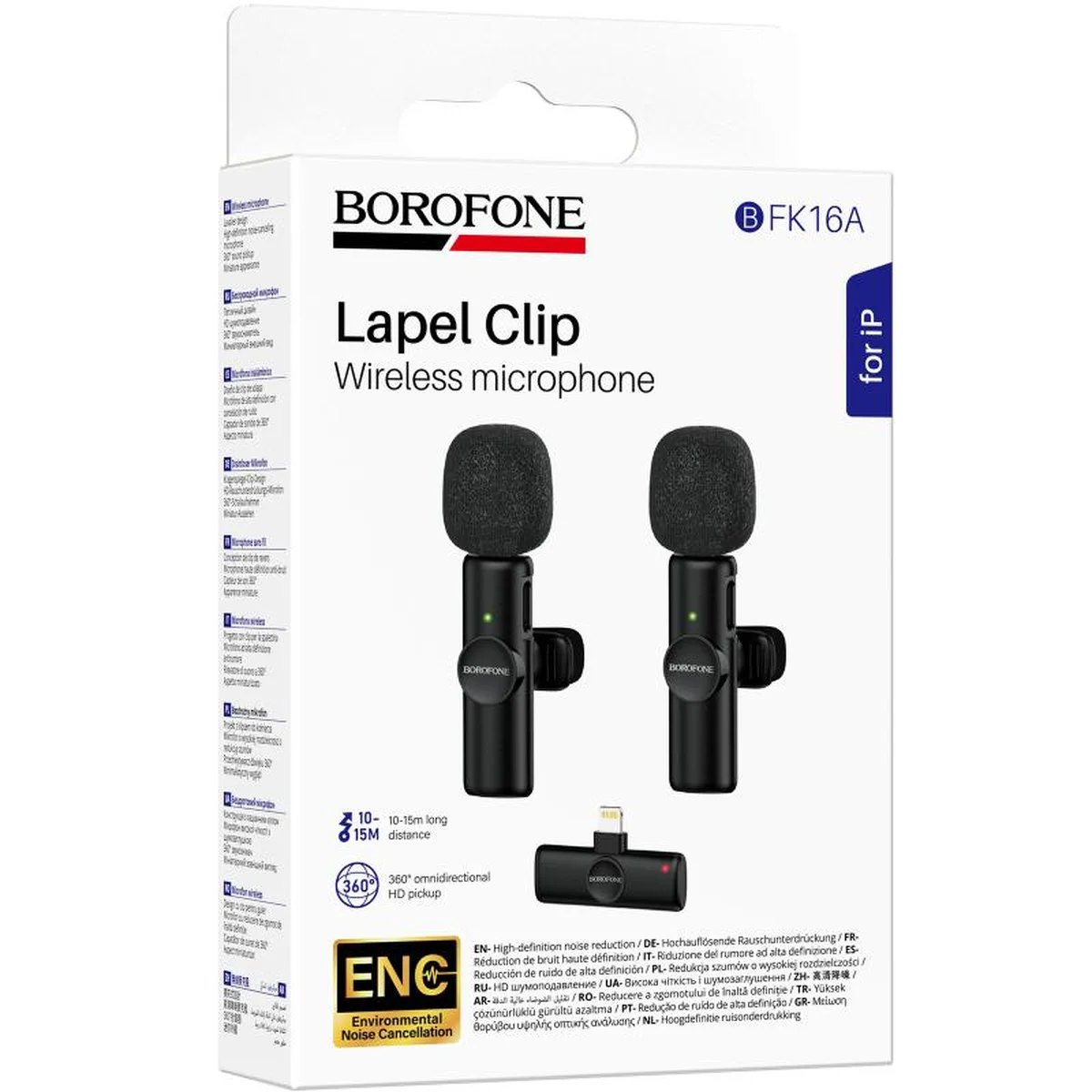 Петличный беспроводной микрофон Borofone BFK16A Winner dual-mic Type-C Black