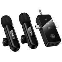 Петличный беспроводной микрофон Hoco L20C Fair dual-mic 3in1 (Lightning/Type-C/3.5) Black