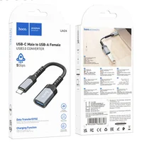 Переходник Hoco UA24 Type-C male to USB female 3.0 Metal gray