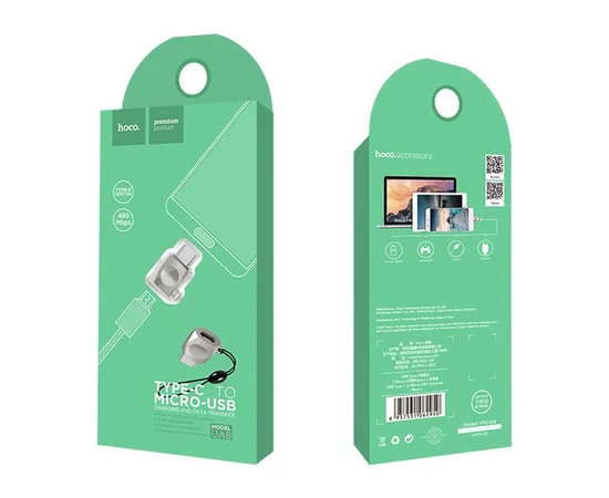 Переходник Hoco UA8 MicroUSB to Type-C Стальной